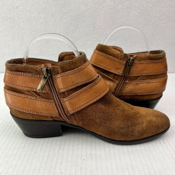 Sam Edelman Boots Womens 7 M Pippen Suede Brown Ankle Double Buckle Detail - Picture 8 of 14